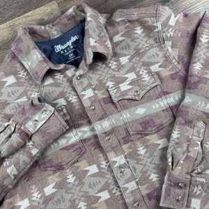 Wrangler Men's Retro Premium Brown Aztec Snap Shirt Jacket 112352867 XXL